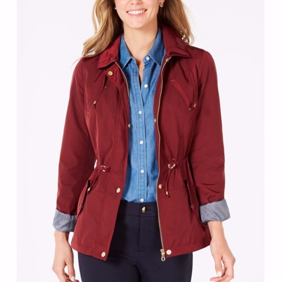 Charter Club Jackets \u0026 Coats | Charter Club Water-Resistant Hooded Anorak Jacket | Color: Red/Tan | Size: 3X | Casstore's Closet